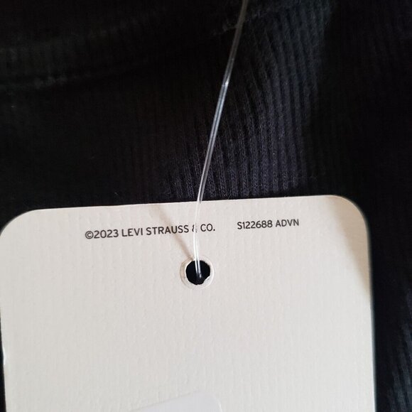 Levi's Womens Off Black Short Sleeve Rib 90s Style Baby T-Shirt Size XL Slim Fit - Picture 10 of 15